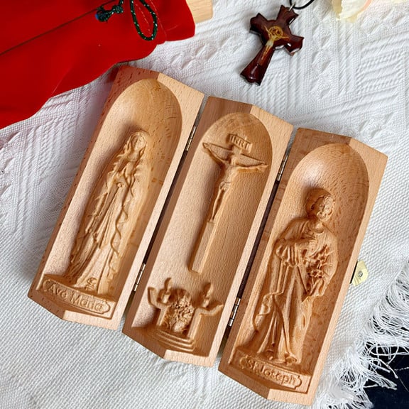 Catholic Wooden Triptych | Mini Wooden Catholic Altar