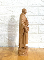 St. Vincent de Paul Wooden Statue – Hand-Carved Catholic Sculpture