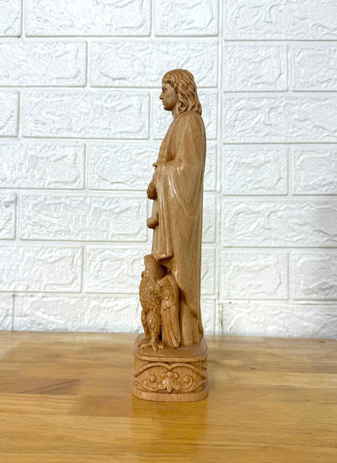 Saint John the Apostle Wooden Statue – Hand-Carved Catholic Sculpture