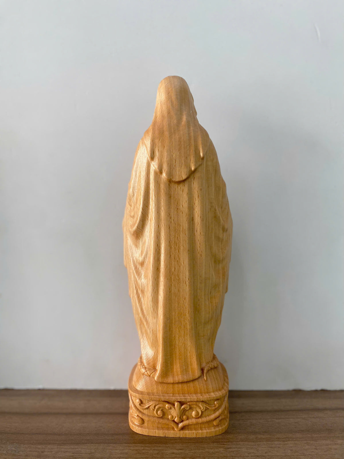 Blessed Mother Wooden Statue – Hand-Carved Catholic Sculpture