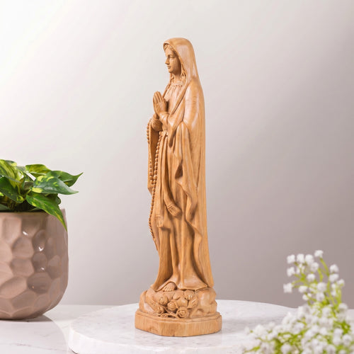 Our Lady of Lourdes, Wooden Statue Of Mary size 5.9in/ 7.9in/ 11.8in