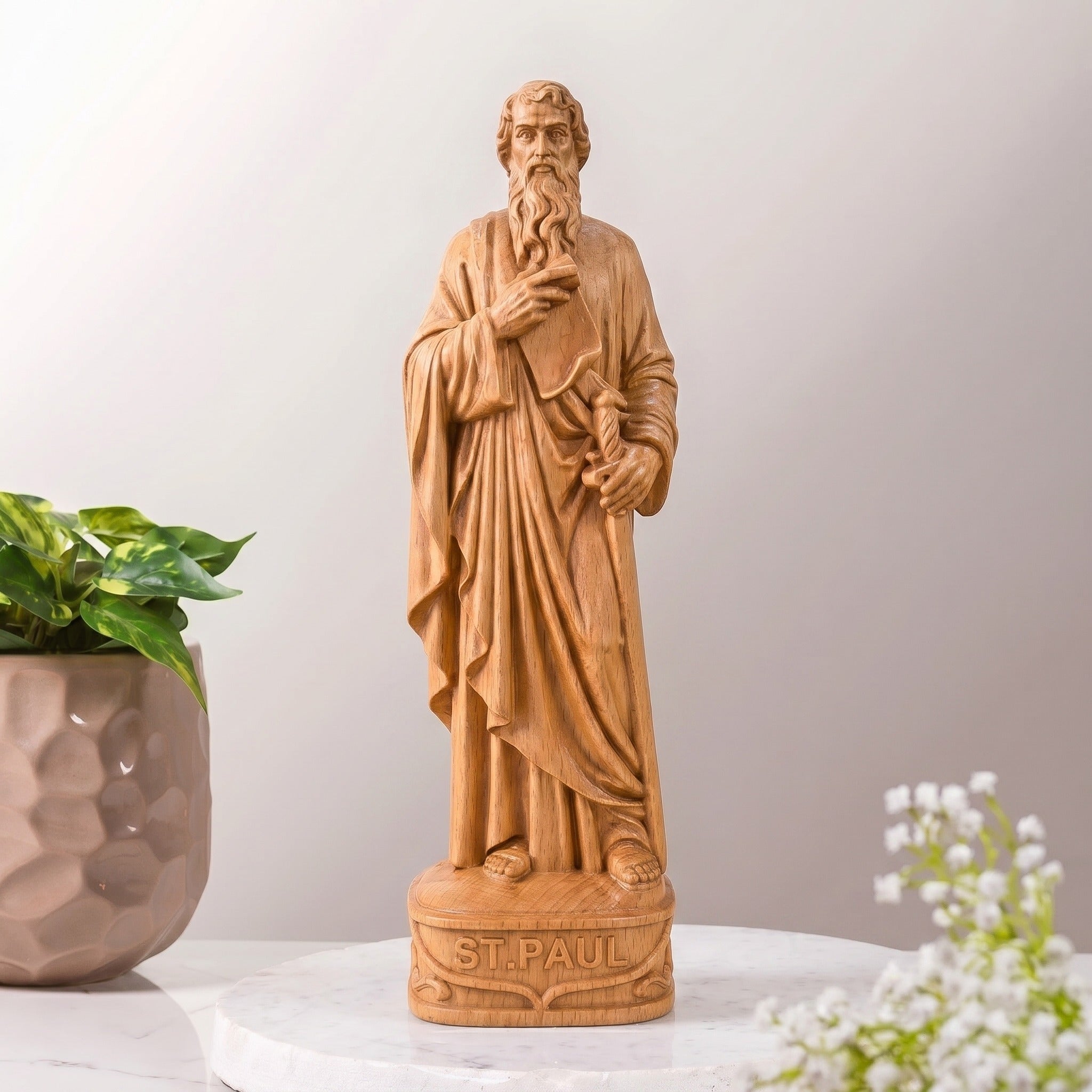 Saint Paul Wooden Statue size 11.8in (30cm)
