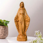 Blessed Mother Wooden Statue size 9.8in / 11.8in