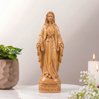 Blessed Mother Wooden Statue – Hand-Carved Catholic Sculpture