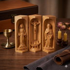 Catholic Wooden Triptych | Mini Wooden Catholic Altar