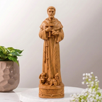 Wooden Statue of Saint Francis of Assisi – Hand-carved Catholic Sculpture