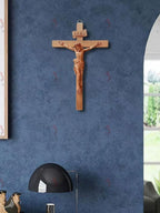 Wooden Crucifix Wall Cross | Statue of Jesus Hanging Wall Decor