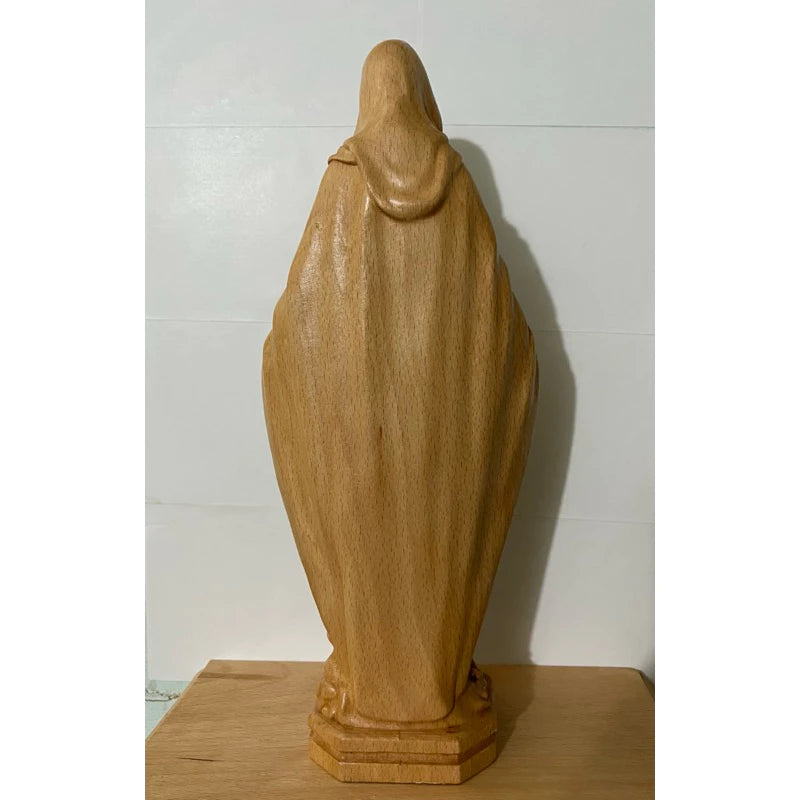 Blessed Mother Wooden Statue size 9.8in / 11.8in