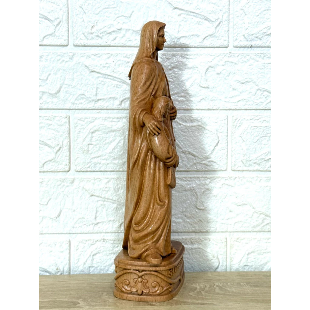 Saint Anne and Mary Wooden Statue size 11.8 inches (30cm)