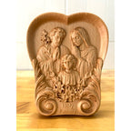 THE HOLY FAMILY WOOD CARVING PLAQUE