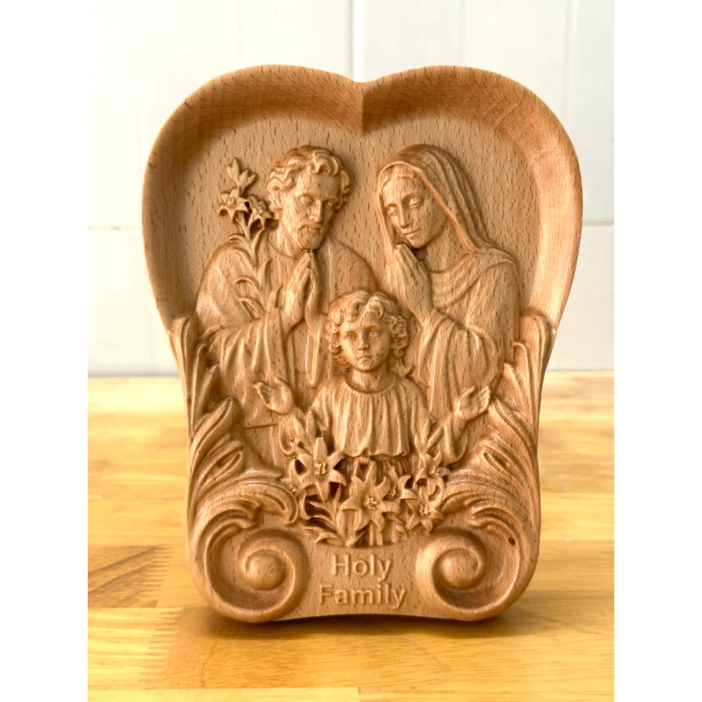 THE HOLY FAMILY WOOD CARVING PLAQUE