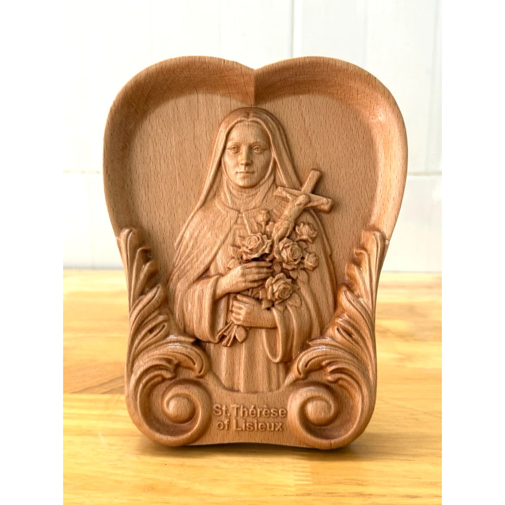 ST. THÉRÈSE OF LISIEUX WOOD CARVING PLAQUE