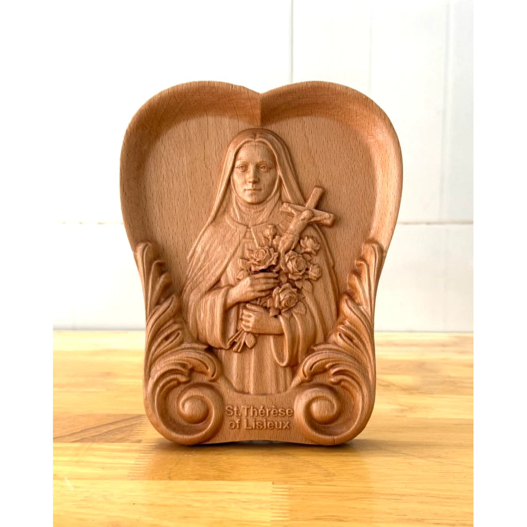 ST. THÉRÈSE OF LISIEUX WOOD CARVING PLAQUE
