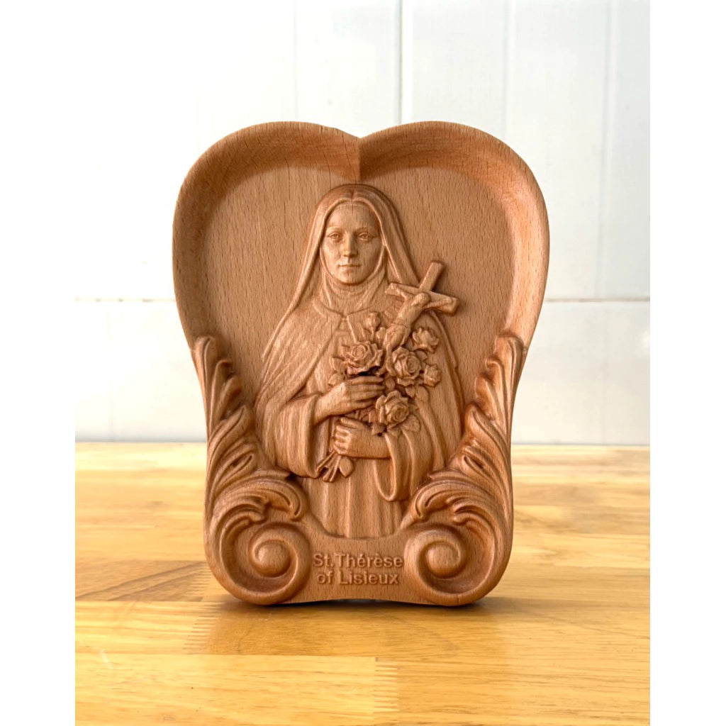 ST. THÉRÈSE OF LISIEUX WOOD CARVING PLAQUE