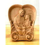 ST. ANNE & YOUNG MARY HAND-CARVED WOOD PLAQUE