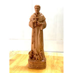 Wooden Statue of Saint Francis of Assisi – Hand-carved Catholic Sculpture